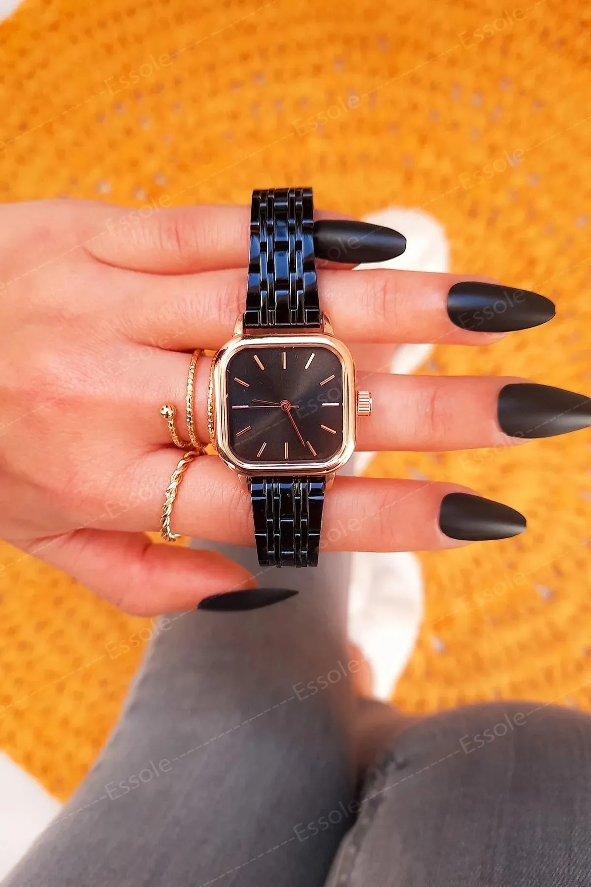 Retro Minimal Kare Kadran Kadın Kol Saati